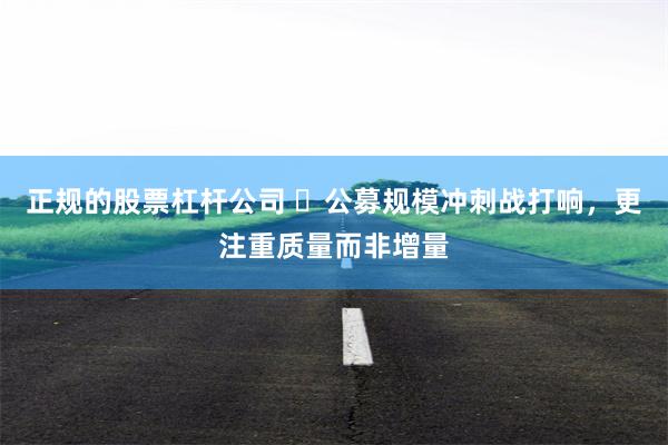 正规的股票杠杆公司 ​公募规模冲刺战打响，更注重质量而非增量