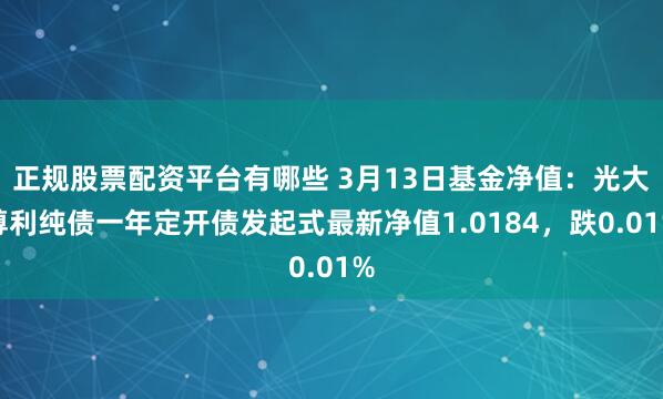 正规股票配资平台有哪些 3月13日基金净值：光大尊利纯债一年定开债发起式最新净值1.0184，跌0.01%